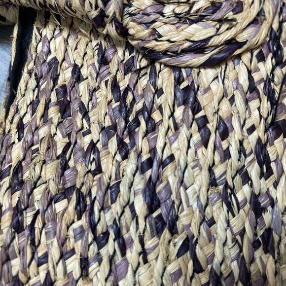 Jessica McClintock Women's Gold Woven Straw‎ Top Handle Bag Boho Euro Summer - Picture 5 of 5